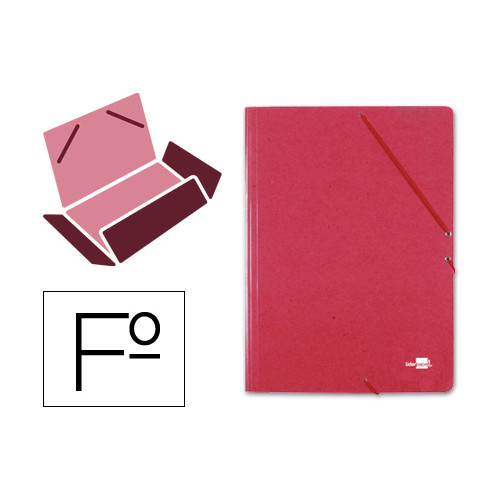 Carpeta de gomas con 3 solapas en cartón símil prespán de 425 grs/m². liderpapel, folio, rojo