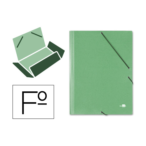 Carpeta de gomas con 3 solapas en cartón símil prespán de 425 grs/m². liderpapel, folio, verde
