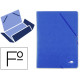 Carpeta de gomas con 3 solapas en cartón prespán de 880 grs/m². liderpapel, folio, azul