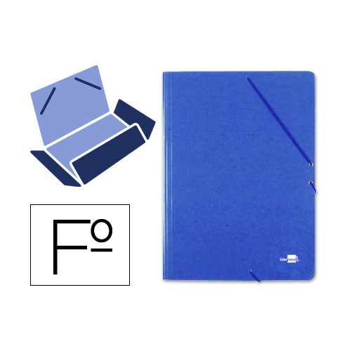 Carpeta de gomas con 3 solapas en cartón prespán de 880 grs/m². liderpapel, folio, azul