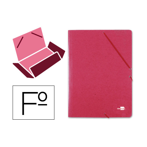 Carpeta de gomas con 3 solapas en cartón prespán de 880 grs/m². liderpapel, folio, rojo