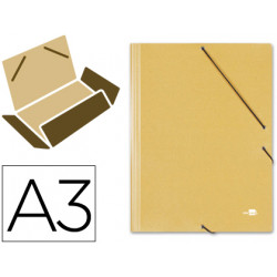 Carpeta de gomas con 3 solapas en cartón prespán de 880 grs/m². liderpapel, din a3, amarillo