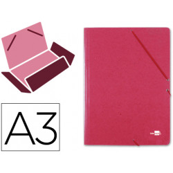 Carpeta de gomas con 3 solapas en cartón prespán de 880 grs/m². liderpapel, din a3, rojo