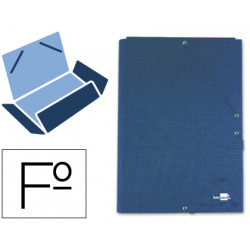 Carpeta de gomas con 3 solapas en cartón entrecolado de 1,75 mm. liderpapel, folio, azul