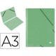 Carpeta de gomas gran formato en cartón compacto gofrado de 1.520 grs/m². liderpapel, din a3, verde