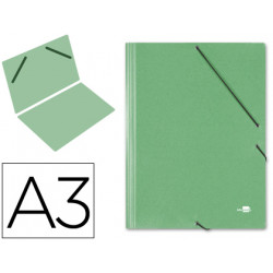 Carpeta de gomas gran formato en cartón compacto gofrado de 1.520 grs/m². liderpapel, din a3, verde