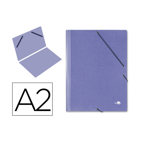 Carpeta de gomas gran formato en cartón compacto gofrado de 1.520 grs/m². liderpapel, din a2, azul