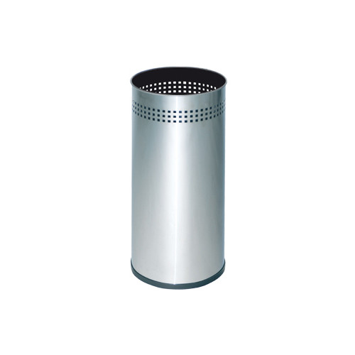 Paragüero metálico con perforado superior sie 314, Ø 21,5x50 cm. 20 litros. plata