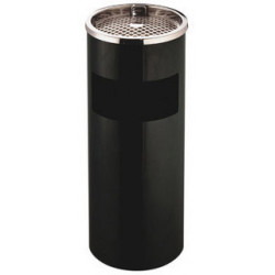 Cenicero - papelera metálica q-connect, Ø 25x61,5 cm. 12 litros. negro