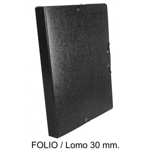 Carpeta de proyectos con gomas en cartón gofrado liderpapel, folio, lomo 30 mm. negro
