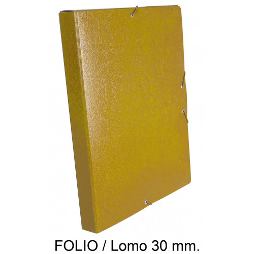 Carpeta de proyectos con gomas en cartón gofrado liderpapel, folio, lomo 30 mm. amarillo
