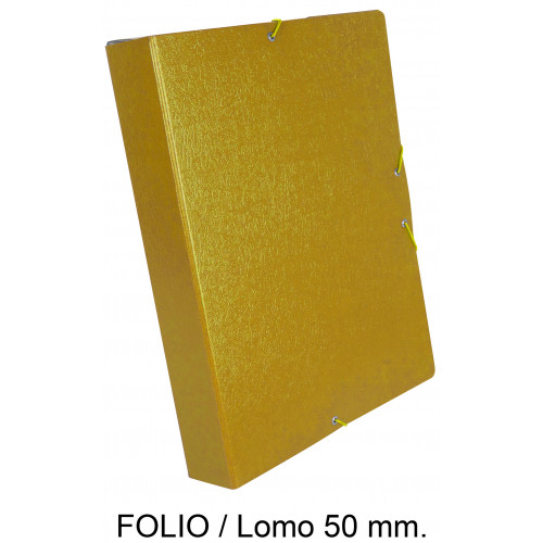 Carpeta de proyectos con gomas en cartón gofrado liderpapel, folio, lomo 50 mm. amarillo