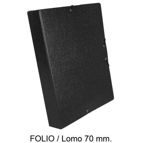 Carpeta de proyectos con gomas en cartón gofrado liderpapel, folio, lomo 70 mm. negro