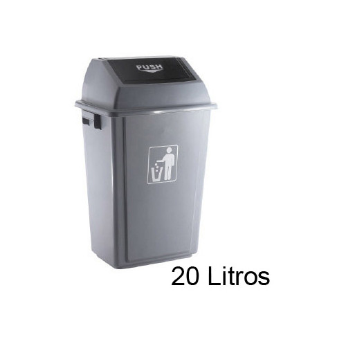 Contenedor de basura con tapa de balancín q-connect, 34x24x45 cm. 20 litros, gris