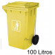 Contenedor de basura con tapa y ruedas q-connect, plástico y envases, 37x47x75 cm. 100 litros. amarillo