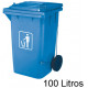 Contenedor de basura con tapa y ruedas q-connect, papel y cartón, 37x47x75 cm. 100 litros. azul