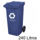 Contenedor de basura con tapa y ruedas q-connect, 61x62x104 cm. 240 litros. azul