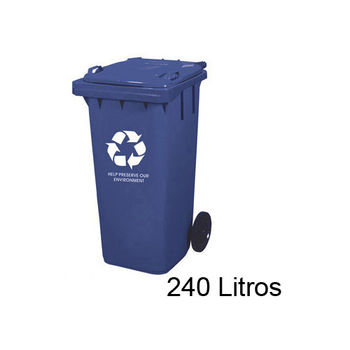 Contenedor de basura con tapa y ruedas q-connect, 61x62x104 cm. 240 litros. azul