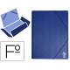 Carpeta de gomas con 3 solapas en cartón forrado de pvc liderpapel en formato folio, color azul.