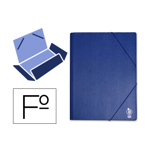 Carpeta de gomas con 3 solapas en cartón forrado de pvc liderpapel, folio, azul
