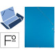 Carpeta de gomas con 3 solapas en cartón forrado de pvc liderpapel, folio, celeste