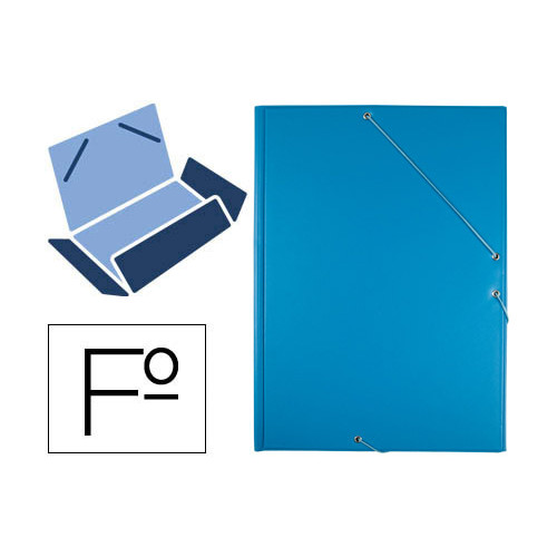 Carpeta de gomas con 3 solapas en cartón forrado de pvc liderpapel, folio, celeste