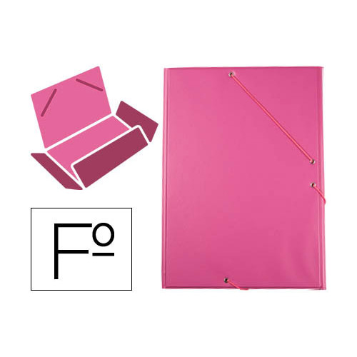 Carpeta de gomas con 3 solapas en cartón forrado de pvc liderpapel, folio, fucsia