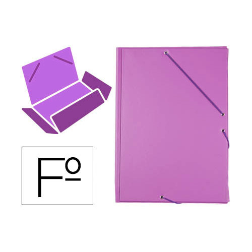 Carpeta de gomas con 3 solapas en cartón forrado de pvc liderpapel, folio, lila