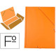 Carpeta de gomas con 3 solapas carton forrado en p.v.c. liderpapel en formato folio, color naranja.