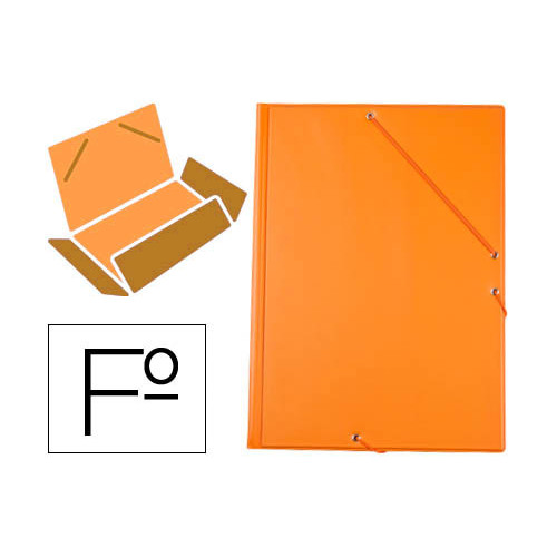 Carpeta de gomas con 3 solapas carton forrado en p.v.c. liderpapel en formato folio, color naranja.