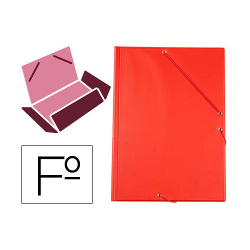 Carpeta de gomas con 3 solapas en cartón forrado de pvc liderpapel, folio, rojo