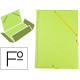 Carpeta de gomas con 3 solapas carton forrado en p.v.c. liderpapel en formato folio, color verde pistacho.