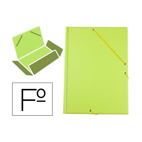Carpeta de gomas con 3 solapas en cartón forrado de pvc liderpapel, folio, verde pistacho