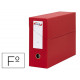 Caja de transferencia horizontal en cartón compacto pardo, folio, lomo 115 mm. rojo