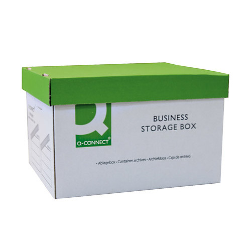 Contenedor para 3 archivos definitivos en cartón Q-Connect de montaje manual de medida interior 327x387x250 mm.