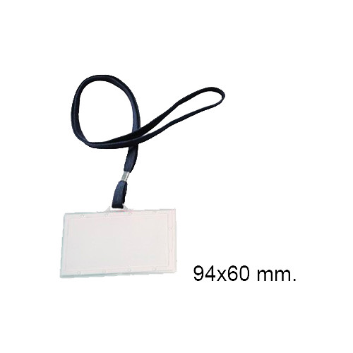 Identificador personal en plástico rígido con cordón plano q-connect de 94x60 mm. color azul.