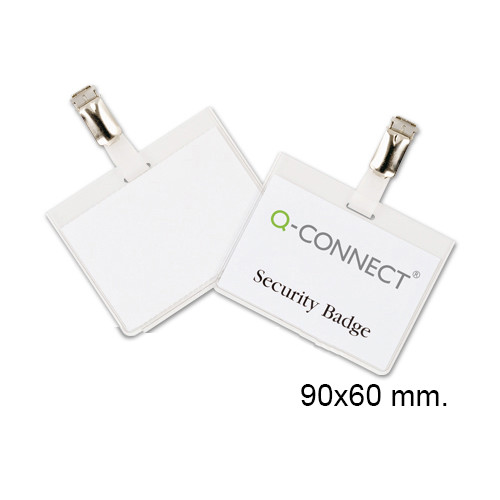 Identificador personal de seguridad en pvc con pinza metálica q-connect de 90x60 mm.