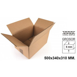 Caja para embalar - americana, canal simple de 5 mm. q-connect, 500x340x310 mm. marrón