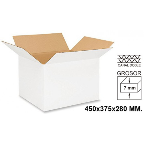 Caja para embalar - americana, canal doble de 7 mm. q-connect, 450x375x280 mm. blanco