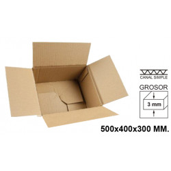 Caja para embalar - fondo automático, canal simple de 3 mm. q-connect, 500x400x300 mm. marrón