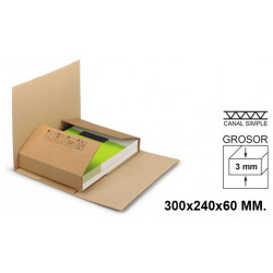 Caja para embalar - libro, canal simple de 3 mm. q-connect, 300x240x60 mm. marrón