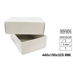 Caja para embalar - con tapa, canal simple de 3 mm. q-connect, 440x150x325 mm. blanco