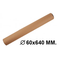Tubo portadocumentos en cartón con tapas de plástico q-connect en formato Ø 60x640 mm. color marrón.