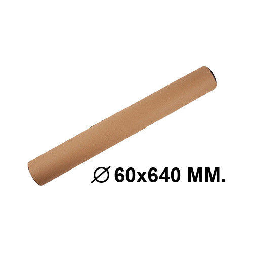 Tubo portadocumentos en cartón con tapas de plástico q-connect, Ø 60x640 mm. marrón