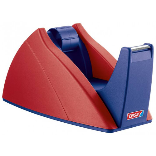 Portarrollos de sobremesa tesa easy cut 25 mm. x 66 mts. en color rojo/azul.