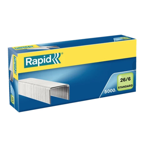 Grapas rapid 26 standard galvanizadas 26/6, caja de 5.000 uds.