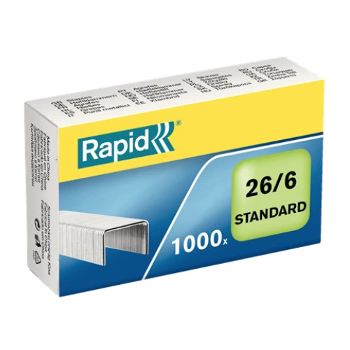 Grapas rapid 26 standard galvanizadas 26/6, caja de 1.000 uds.