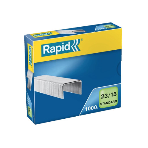 Grapas rapid 23 standard galvanizadas 23/15, caja de 1.000 uds.