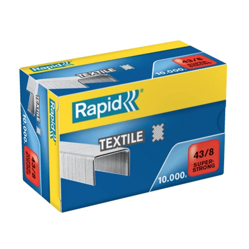 Grapas rapid 43 textil super strong galvanizadas 43/8, caja de 10.000 uds.