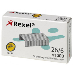 Grapas rexel 26/6 galvanizadas, caja de 1.000 uds.